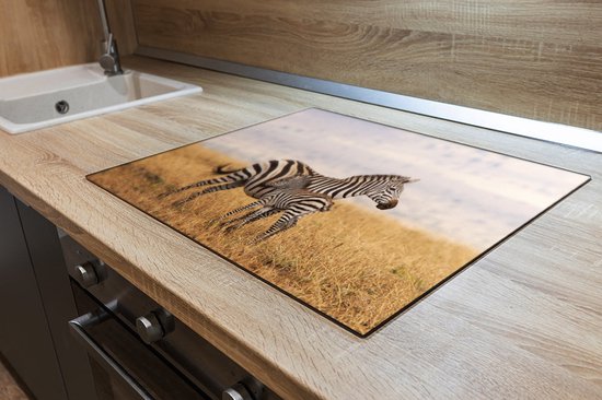 Protection induction - Zebra dans une pelouse - 80,2x52,2 cm - Protection induction - Plaque de recouvrement induction - Tapis induction - Antidérapant - Décoration Cuisine - Accessoires de vêtements pour bébé de Cuisine