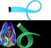 Hairextension Blauw Glow In The Dark - Clip In Haar - Haar Extension - Nephaar - Kunsthaar - Carnaval - Verkleden