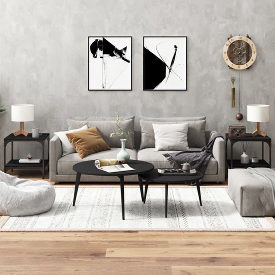 vidaXL Tables d'appoint 2 pcs 40 x 40 x 40 cm Noir Bois traité