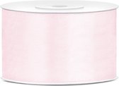 1x Hobby/decoratie licht poeder roze satijnen sierlinten 3,8 cm/38 mm x 25 meter - Cadeaulint satijnlint/ribbon - Licht poeder roze linten - Hobbymateriaal benodigdheden - Verpakkingsmaterialen
