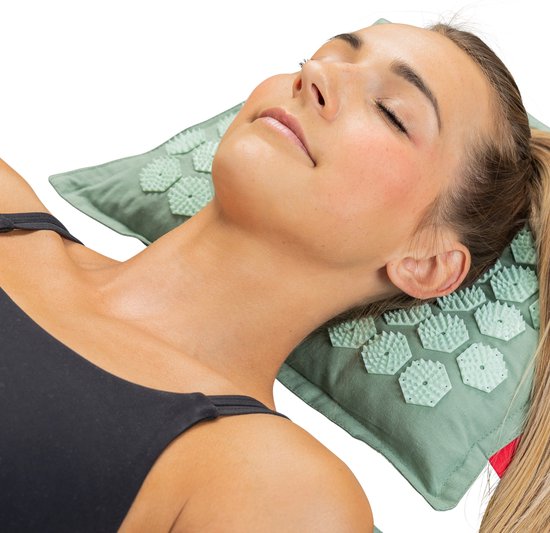 Northwall Spijkermat met Kussen & Draagtas - Acupressuur mat met Spijkerkussen - Spijkerbed - Acupunctuur - Meditatie - Shakti Massage - Groen