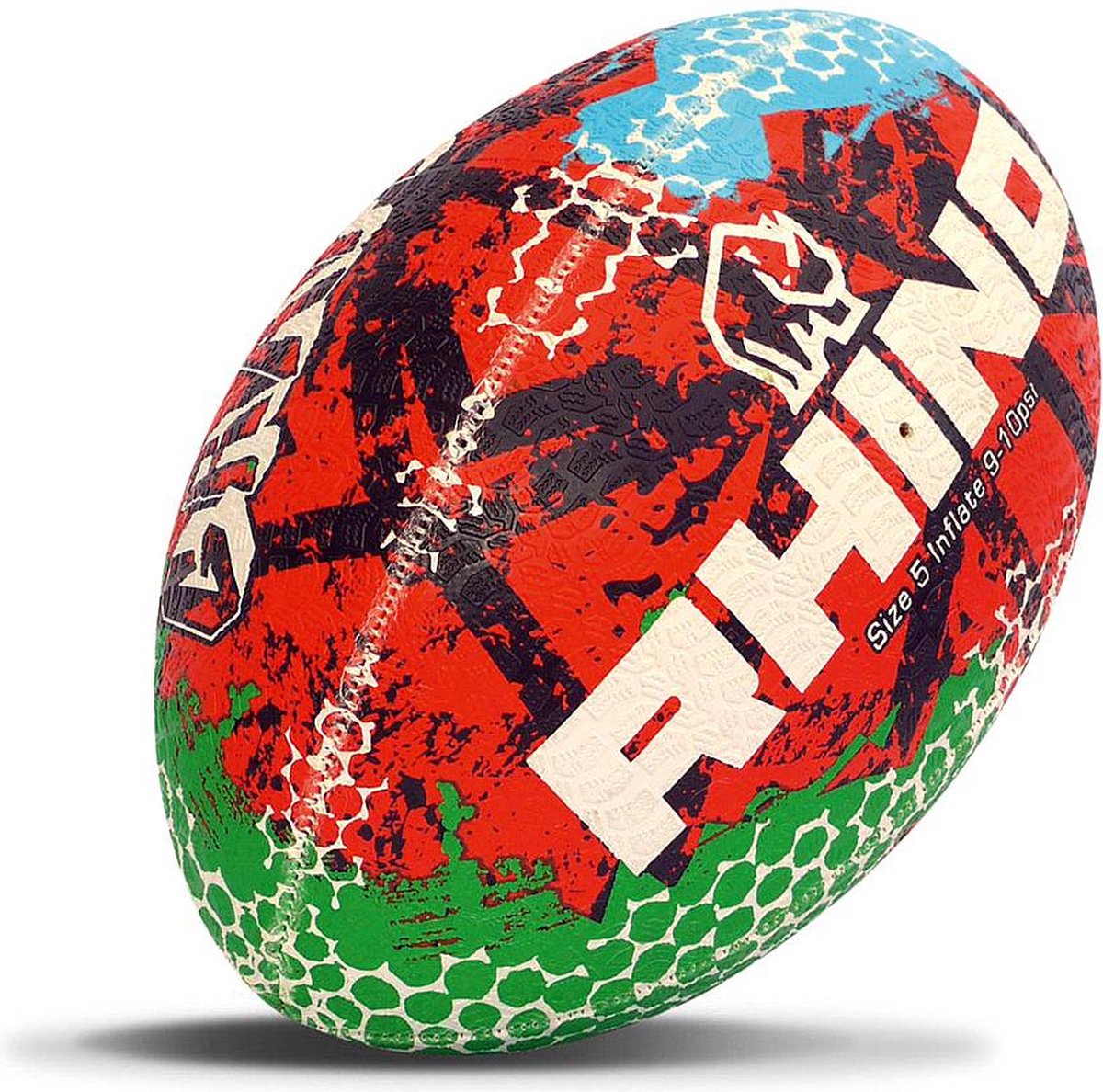 Rhino Graffiti Rugbybal Rood/Blauw/Groen - Maat 5
