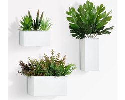 3 stuks hangende bloempotten, metalen bloempot voor aan de muur, hanglamp, wandvazen voor bloemen, planten, wanddecoratie, tuindecoratie