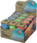 Display vol Waboba Original ballen in verpakking, met strand en waterafbeeldingen.