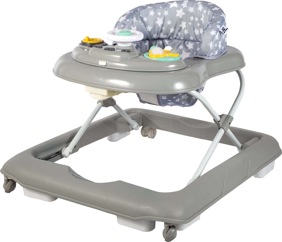 Bebies First Loopstoel / Baby Walker – Makkelijk in te klappen – In hoogte verstelbaar – Met afneembare speelset - Grijs – foto 8