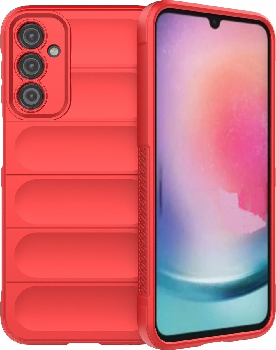 Mobigear Hoesje geschikt voor Samsung Galaxy A24 Telefoonhoesje Flexibel TPU | Mobigear Bumpy Backcover | Galaxy A24 Case | Back Cover - Rood