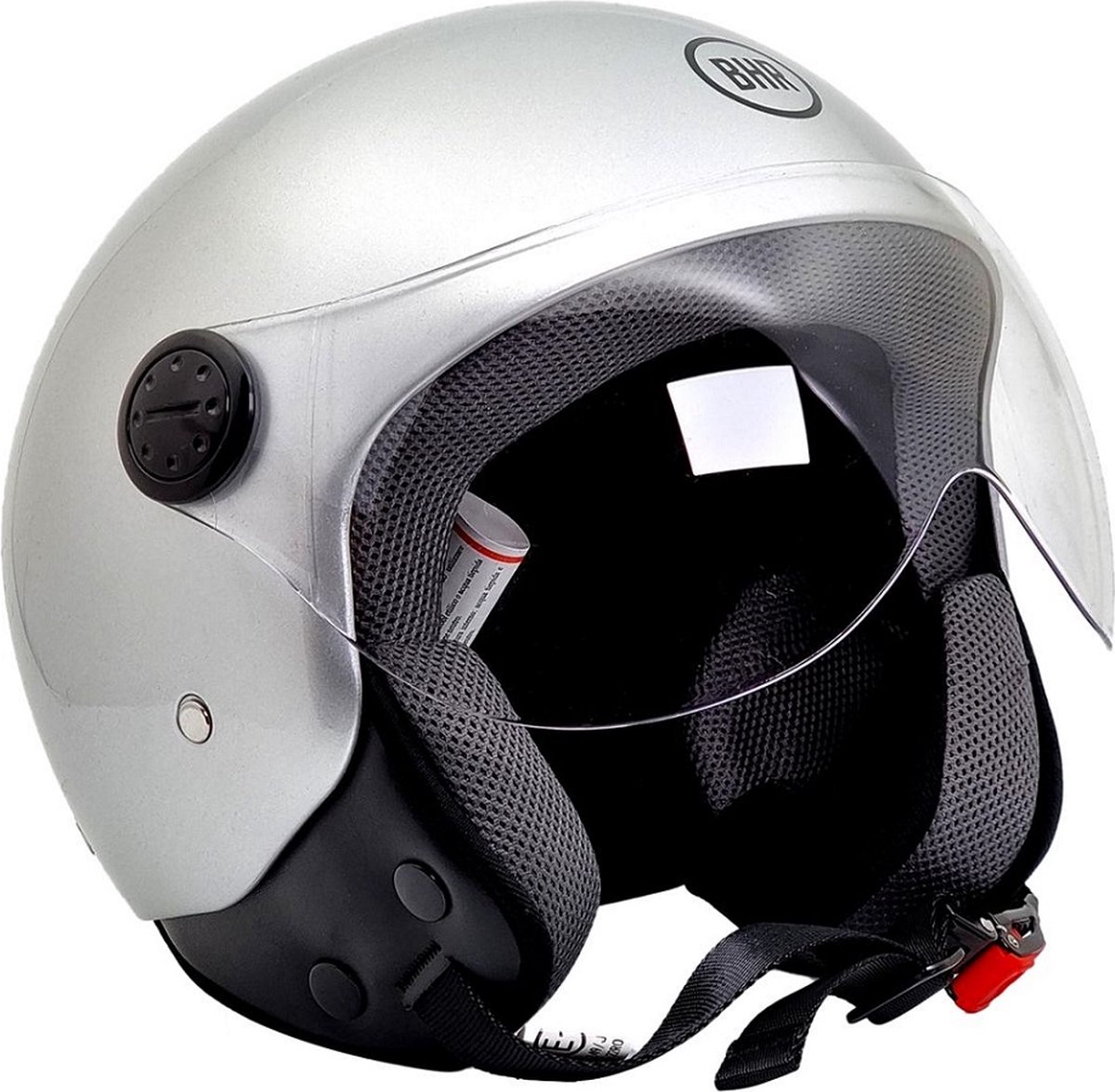 BHR 800 Easy - Vespa Scooterhelm - ECE goedgekeurde Scooterhelm - Geschikt als Scooter Brommer Motor Snorfiets Helm - M - Glans Zilver