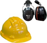 Casque de chantier RS5 avec Oreillettes - Jaune - Casque de sécurité pour adultes - Casque Oreillettes - Protection auditive
