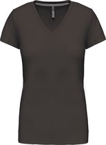 T-shirt Dames XXL Kariban V-hals Korte mouw Dark Grey 100% Katoen
