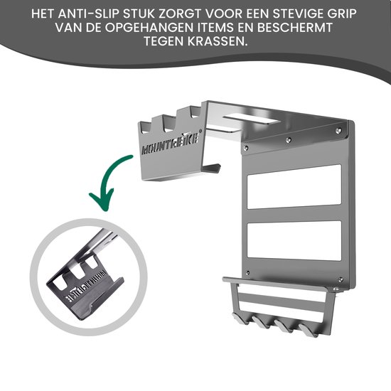 Mountabike WAVE Fiets Ophangsysteem - Extra zwaar - Fiets muurbeugel - Fiets ophangbeugel - Inclusief haken voor fiets accessoires - Antraciet van Mountabike — afbeelding 2
