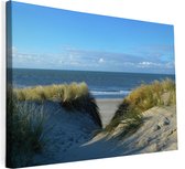 Texelphotos.nl - Foto afdruk op canvas - Texel Duinen doorkijk - Duin - Strand - Zee - Noordzee - Canvas doek – Wanddecoratie - Canvas schilderij – Natuur - Landschap - 90 x 60 cm.
