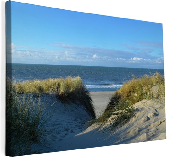 Texelphotos.nl - Foto afdruk op canvas - Texel Duinen doorkijk - Duin - Strand - Zee - Noordzee - Canvas doek – Wanddecoratie - Canvas schilderij – Natuur - Landschap - 90 x 60 cm.