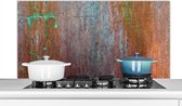 Spatscherm keuken 120x60 cm - Kookplaat achterwand Plaat met koperen structuur uit een werkplaats - Muurbeschermer - Spatwand fornuis - Hoogwaardig aluminium