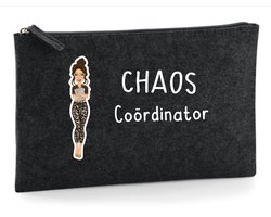 Juf cadeau etui, einde schooljaar. Juf bedankje. Chaos coördinator. juf bedankt- donker grijs etui.