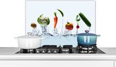 Spatscherm keuken 60x40 cm - Kookplaat achterwand Groente - Water - Courgette - Muurbeschermer - Spatwand fornuis - Hoogwaardig aluminium