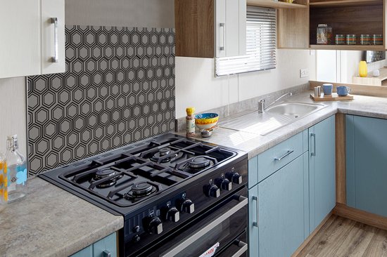 Spatscherm keuken 80x55 cm - Kookplaat achterwand patronen - Grijs - Luxe - Zwart - Muurbeschermer - Spatwand fornuis - Hoogwaardig aluminium