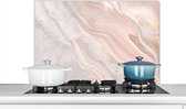 Spatscherm keuken 90x60 cm - Kookplaat achterwand Marmer - Patroon - Pastel - Abstract - Marmerlook - Luxe - Muurbeschermer - Spatwand fornuis - Hoogwaardig aluminium