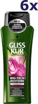6x Shampooing Gliss-Kur - Bio- Tech Restore 250 ml