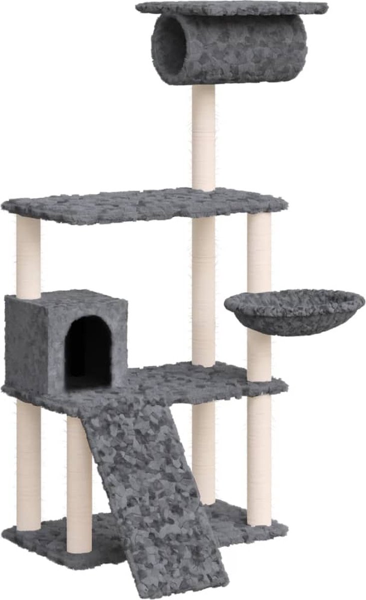 vidaXL Kattenmeubel met sisal krabpalen 131 cm donkergrijs