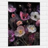 Muursticker - Boeket van Stilleven in Witte en Roze Kleuren - 50x75 cm Foto op Muursticker