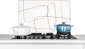 Spatscherm keuken 70x50 cm - Kookplaat achterwand Abstract - Wit - Bruin - Muurbeschermer - Spatwand fornuis - Hoogwaardig aluminium
