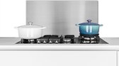 Spatscherm keuken 60x30 cm - Kookplaat achterwand Metaal print - Zilver - Lijn - Grijs - Structuur - Muurbeschermer - Spatwand fornuis - Hoogwaardig aluminium