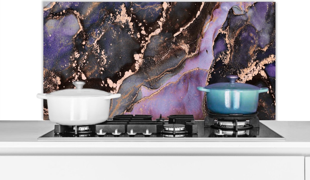 Spatscherm- Roze - Goud - Spatwand - Luxe - Marmer print - Keuken - Achterwand keuken - 100x50 cm