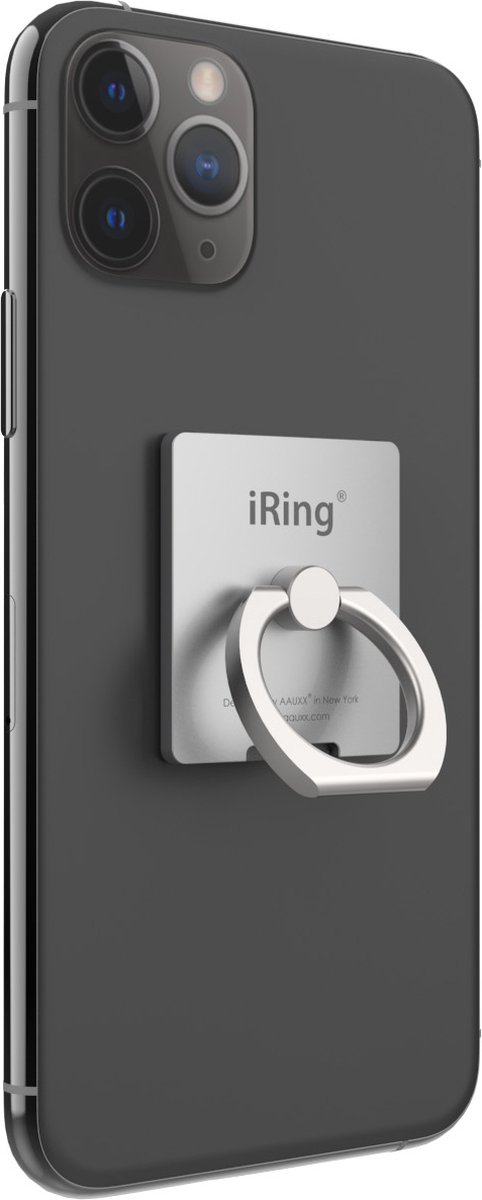 iRing® Link Hook set - Valentijn cadeautje voor haar - Telefoon Ring - Telefoonhouder Auto - Hook® Muurbeugel - Telefoon Standaard - Universeel - Gletsjer Zilver