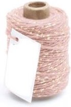 Cotton Cord Lurex Twist Katoen touw 50 meter vintage roze/goud ø2mm