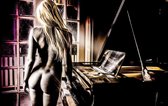Sexy Woman Nude Piano Photo Wallcovering