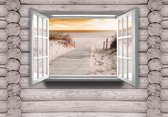 View Cottage Beach Path Sand Sea Photo Wallcovering