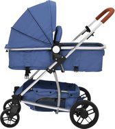Bol.com vidaXL Kinderwagen 2-in-1 aluminium marineblauw aanbieding