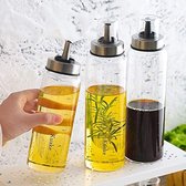 Azijn en olie Dispensers, olieflessen met Schenker, glazen azijnfles met schaal, 500 ml
