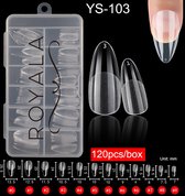 Royala 103 - Waterdrop Short Half Frosted - Full Cover - Nail Tips - Faux ongles - Ongles adhésifs - En boîte d'assortiment - 120 pièces 12 tailles - Pour vernis à ongles Gellak Acrylique et ongles PolyGel - Faux ongles Frosted Pointes Line