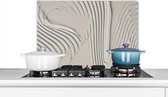Spatscherm keuken 60x40 cm - Kookplaat achterwand Abstract - Kunst - Lijnen - Wit - Muurbeschermer hittebestendig - Spatwand fornuis - Hoogwaardig aluminium