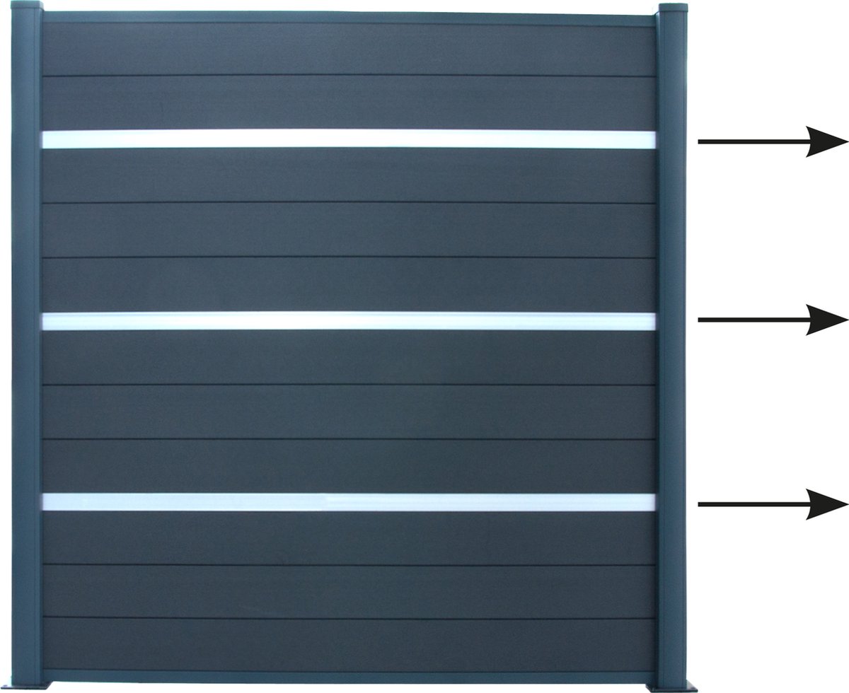 LUCCA 3 ALU deco latten 174,5cm (composiet planken niet inbegrepen)