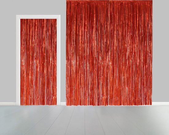 Folie gordijn metallic 2,4 meter x 1 meter oranje - festival themafeest huwelijk gala disco glitter and glamour wanddeco
