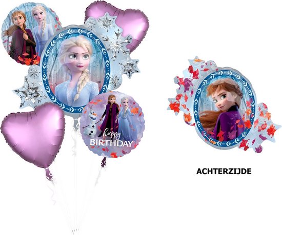 Amscan – Disney Frozen – Ballon set - Happy Birthday – 5-Delig – Helium ballon – Folieballon – Versiering - Kinderfeest.