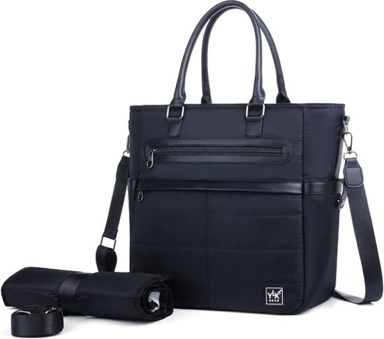 YLX Aronia Diaper Bag | Black. Luiertas zwart met verschoonmatje.Babytas, verzorgingstas. Gemaakt van gerecycled nylon, ecofriendly, duurzaam