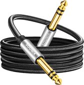 Sounix Gitaarkabel Instrumentkabel - 1/4 Inch TRS Instrument kabel - 6.3 mm naar 6.3 mm - Gold Plated - 2m - Zwart