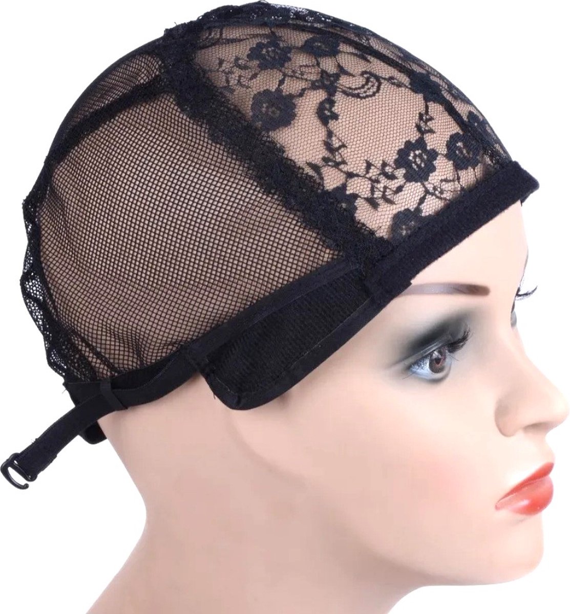 Wig Cap zwart voor zelf pruiken maken pruik maken cap maat M ( 54 cm