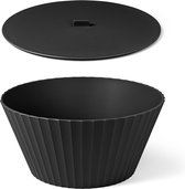 Kunststof salade / serveerschaal met deksel - Large - Nettuno - ∅ 25 x H 12 cm - Zwart