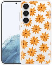 Cazy Hoesje geschikt voor Samsung Galaxy S23 Oranje Bloemen