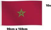10x Vlag Marokko 90cm x 150cm - Landen Maroc national EK WK voetbal hockey sport festival thema feest