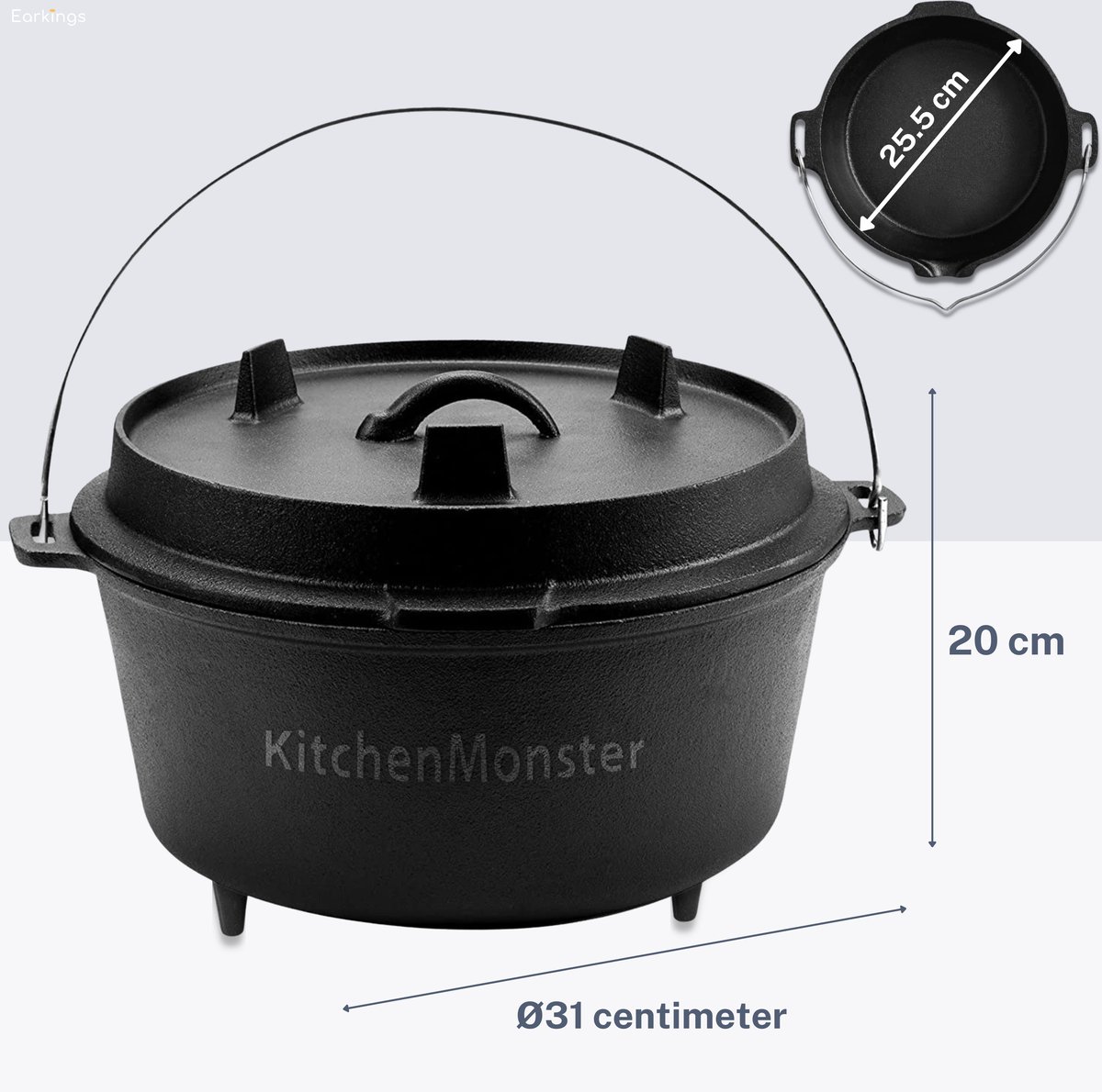 KitchenMonster KitchenMonster Dutch Oven Gietijzeren Kookpan - afbeelding 2