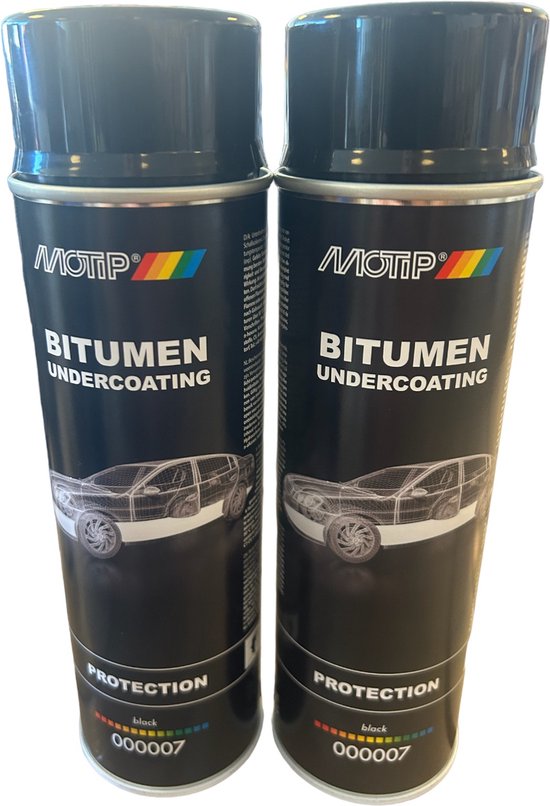 Motip Bitumen Black Undercoating Spray - 500ml, Fast-Drying, Sound Absorbing Protection For Your Car's Body