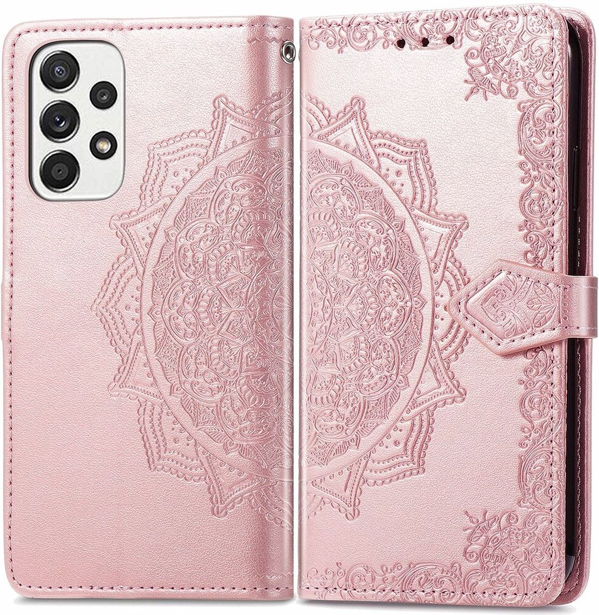 Hoesje Mandala Book Case met Pasjeshouder Roze Geschikt voor Samsung Galaxy A53