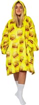 Couverture à capuche surdimensionnée Noony Hamburger - plaids avec manches - couverture polaire avec manches - intérieur ultra doux - couverture à capuche - snuggie - taille unique