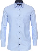 CASA MODA comfort fit overhemd - structuur - blauw geruit - Strijkvriendelijk - Boordmaat: 52