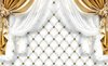 Fotobehang - Vlies Behang - Luxe Gewatteerd Patroon met Gordijnen van Goud - 368 x 254 cm